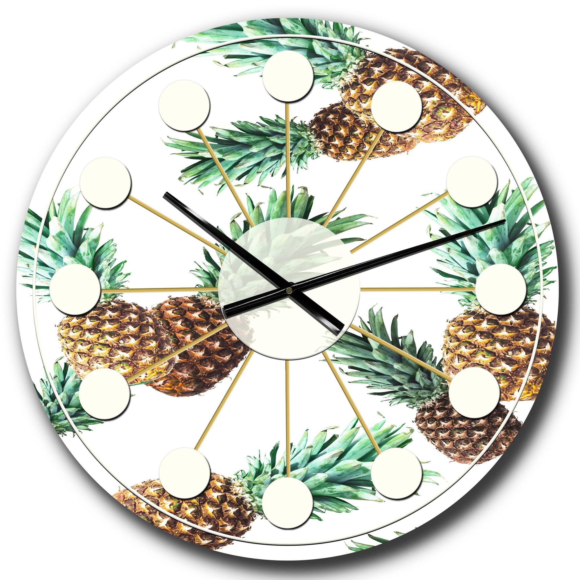 Designart 'Pineapple Summer Bliss V Mid-Century Modern Wall Clock